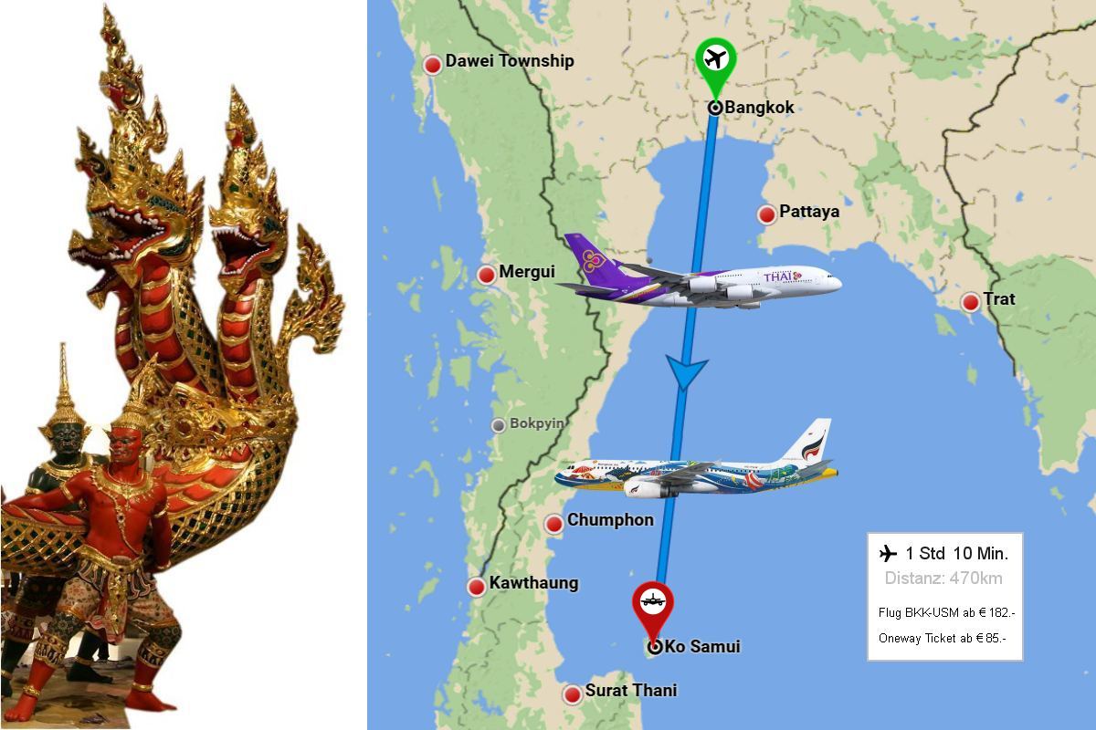 Foto: Flugroute Bangkok-Koh Samui - Die besten Sonderangebote fr gnstige Flge finden