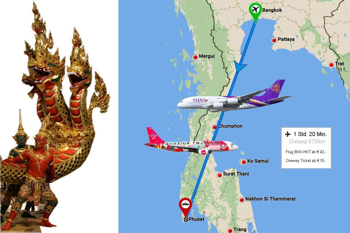 Foto: Flugroute Bangkok-Phuket - Die besten Sonderangebote für günstige Flüge finden