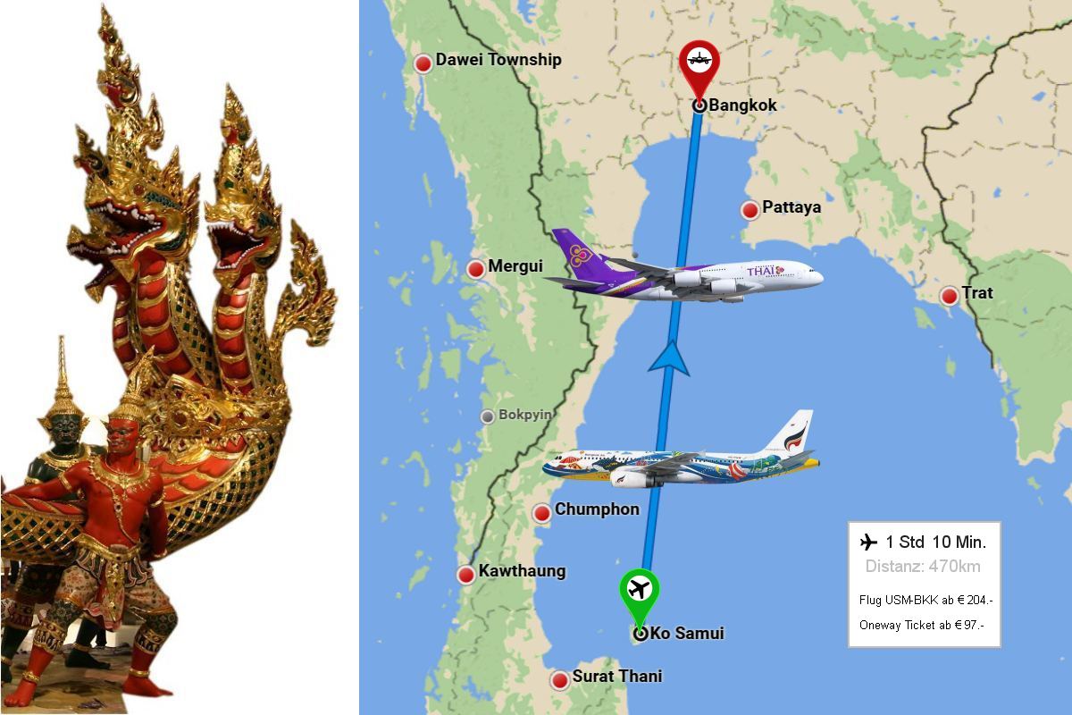 Foto: Flugroute Koh Samui-Bangkok - Die besten Sonderangebote für günstige Flüge finden