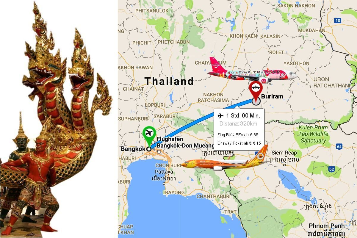 Foto: Flugroute Bangkok-Buriram  - Die besten Sonderangebote für günstige Flüge finden