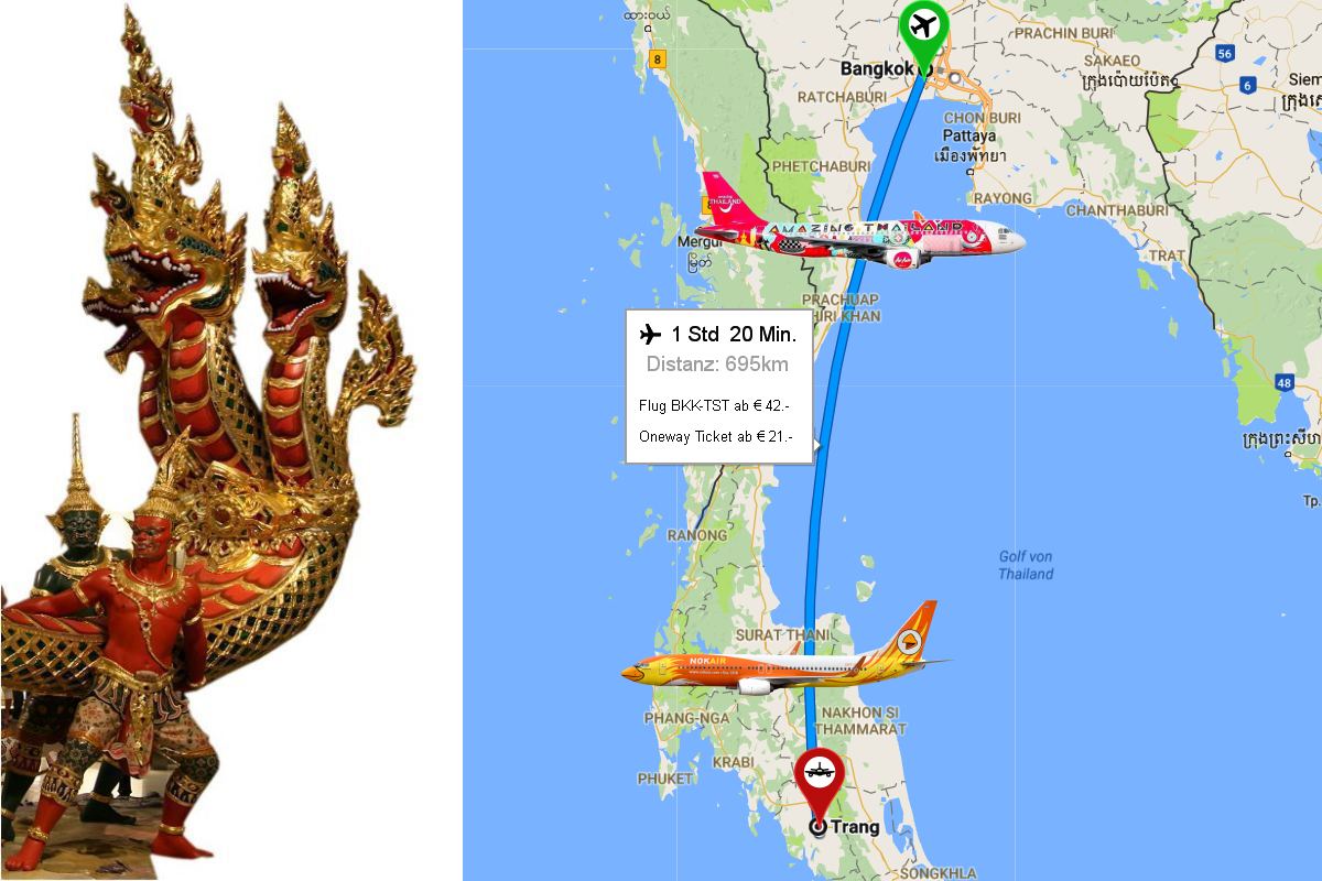 Foto: Flugroute Bangkok-Trang - Die besten Sonderangebote für günstige Flüge nach Kabi finden