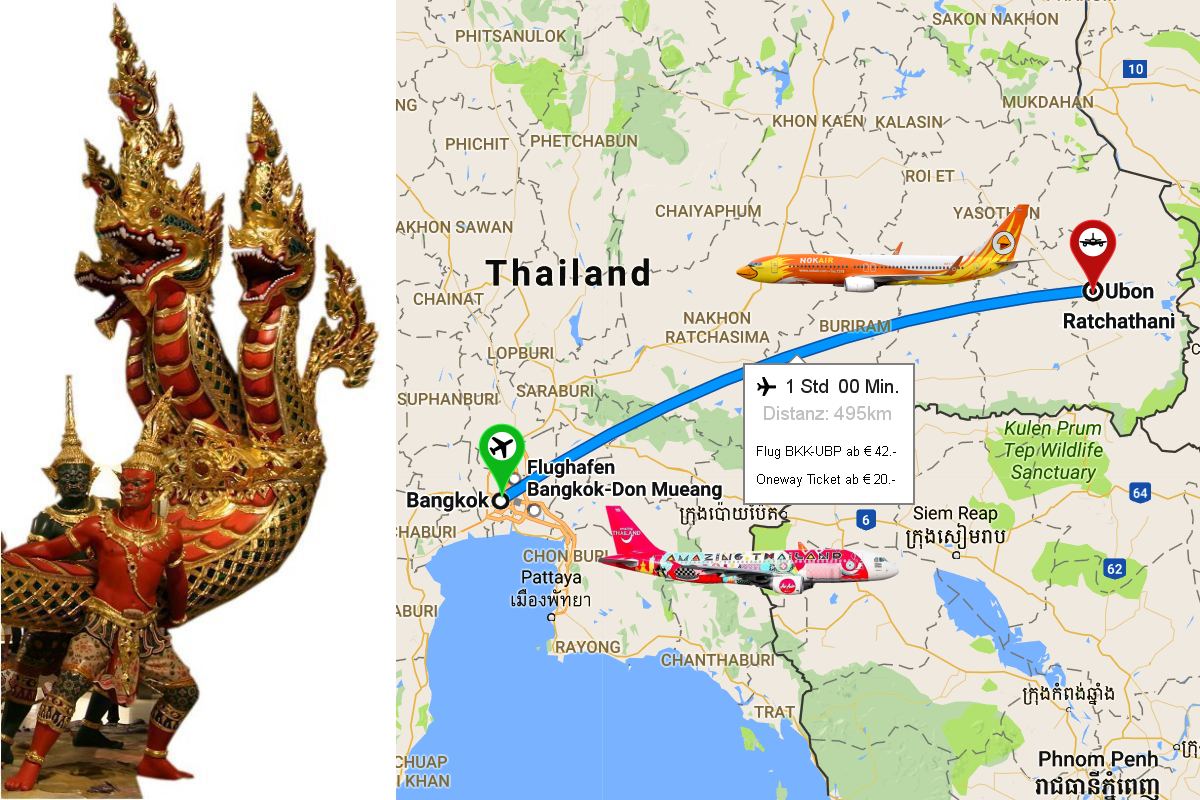 Foto: Flugroute Bangkok-Ubon Ratchathani  - Die besten Sonderangebote für günstige Flüge finden