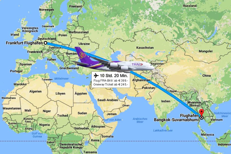 Foto: Flugroute Frankfurt-Bangkok - Die besten Flugticket Sonderangebote fr gnstige Flge finden